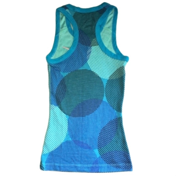NIKE DRI-FIT Racerback Tank Top Turquise Blue Swirl Abstract Junior Size Small - Picture 9 of 12